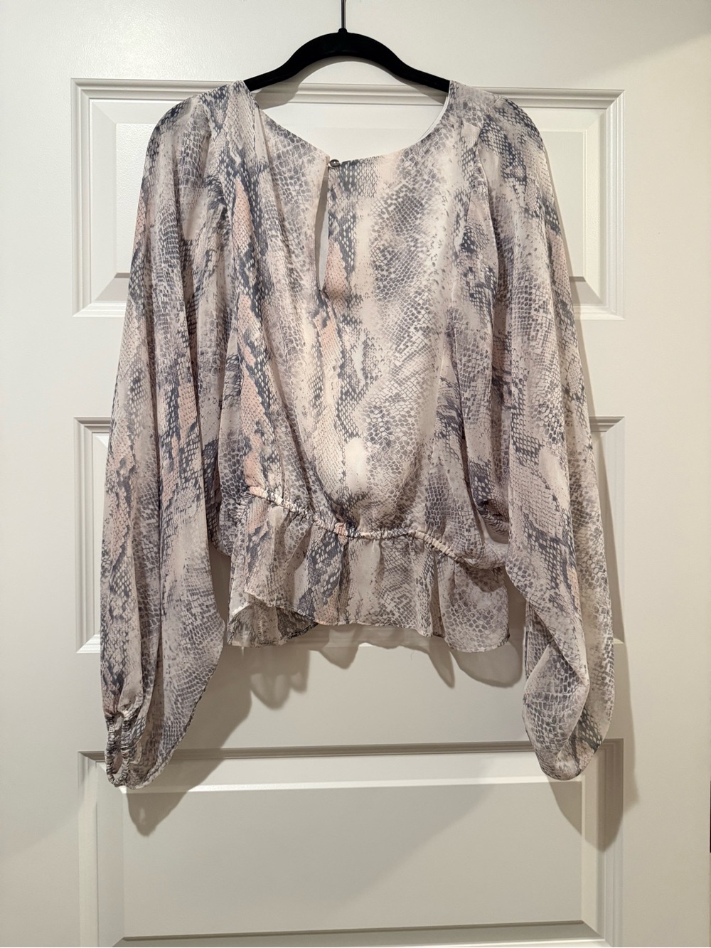 Olivaceous Neutral Snake-Print Blouse